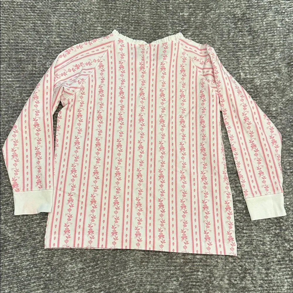 NWOT The Beaufort Bonnet Co. pink floral ruffle collar pullover top 12